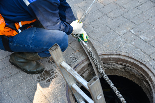 workers dismantle telecommunication cable well 94132 919