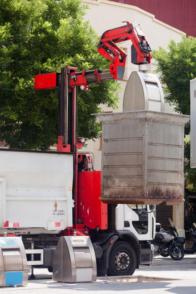 garbage truck collecting garbage cans 1398 4391