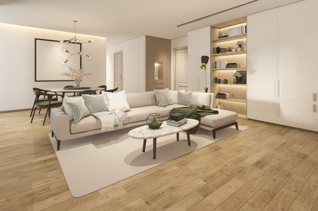 3d rendering wood classic living room with marble tile bookshelf 105762 617