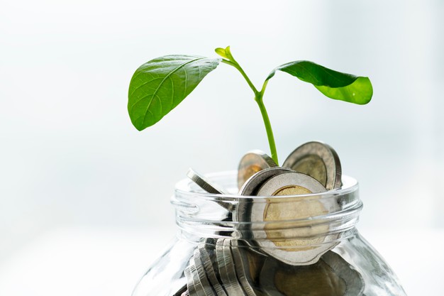 green economy jar with money growing plant 53876 104972